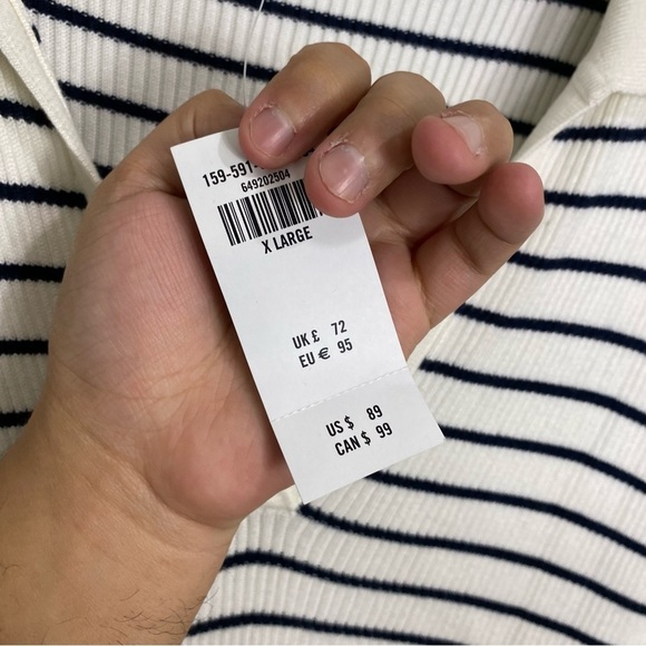 Abercrombie & Fitch Striped Blue White Collared Long Sleeve Midi Dress XL - Picture 9 of 9